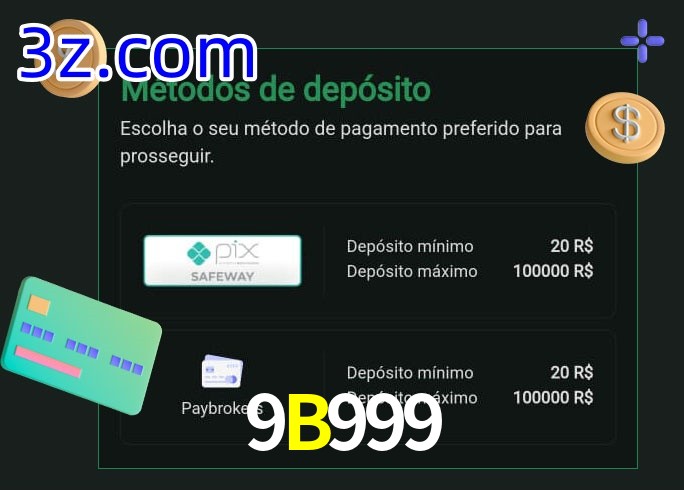 O cassino 9B999 oferece uma grande variedade de métodos de pagamento